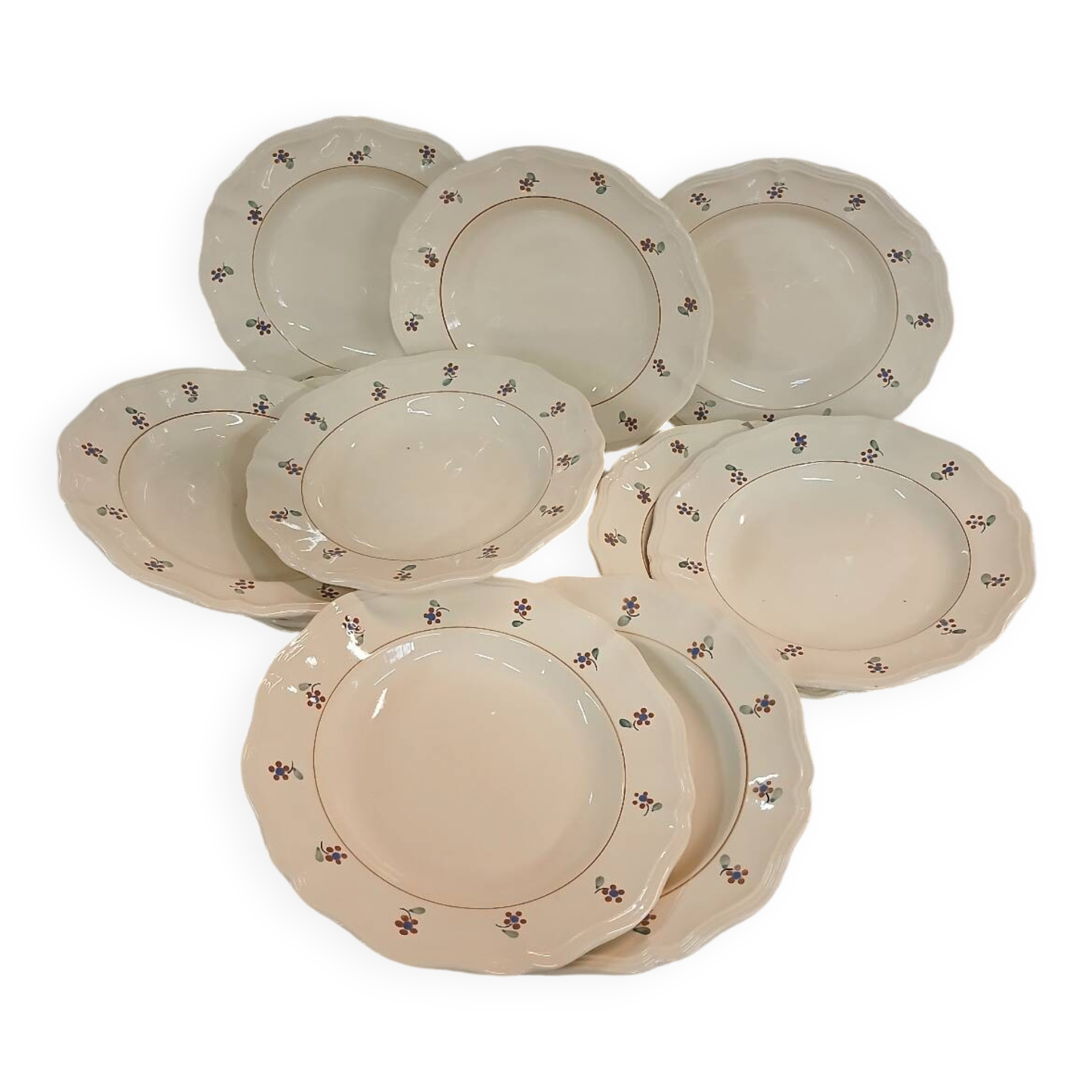 12 old Digoin and Sarreguemines soup plates