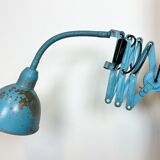 Blue Industrial Scissor Wall Lamp from Elektroinstala, 1960s