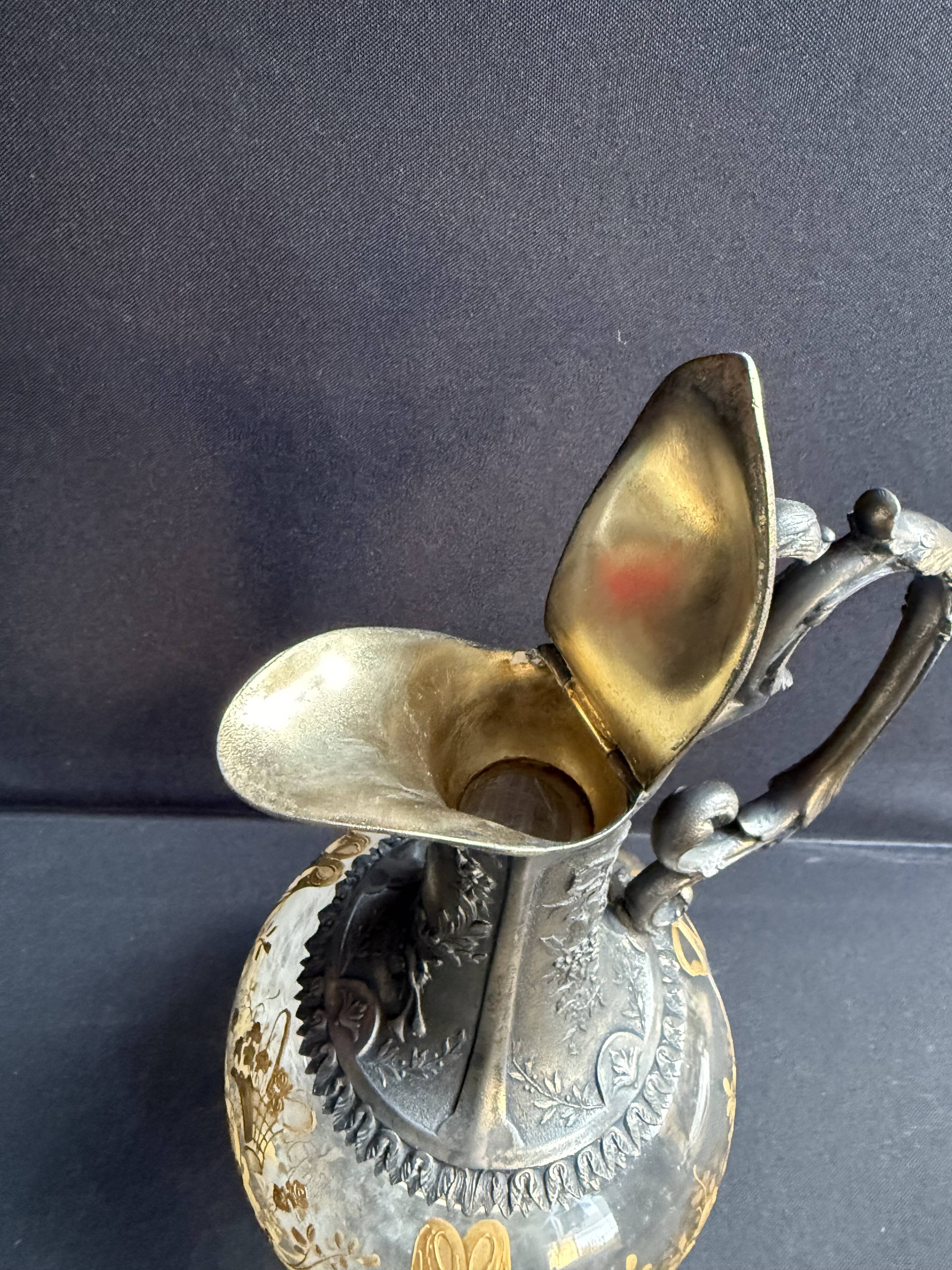 Glass or gold crystal ewer – Gallia Métal Alfénide for Christofle