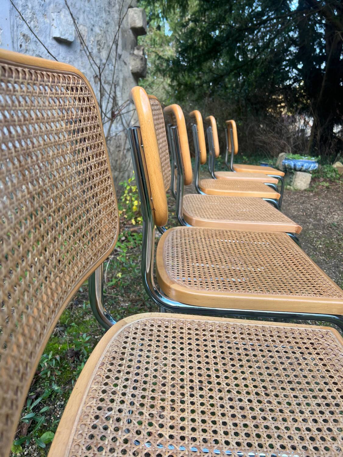 6 mid-century Marcel Breuer B32 Cesca chairs,
