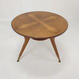 Italian wooden coffee table with brass feet 1960's