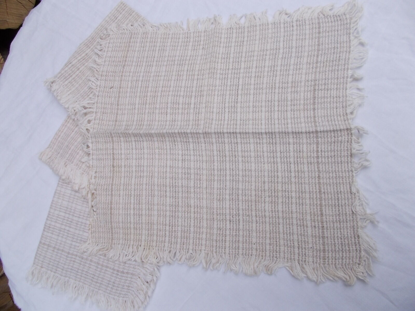 Set of 4 vintage white ecru towels