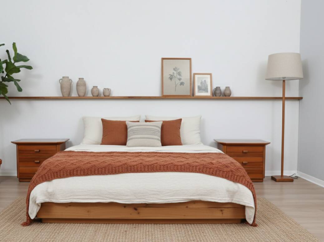 Pair of solit walnut nightstands bedside table late 1970s