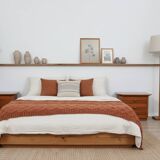 Pair of solit walnut nightstands bedside table late 1970s