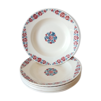 Six hollow plates from Badonviller Art Deco