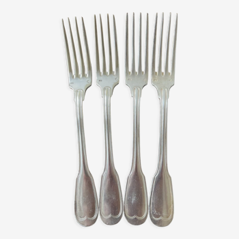 4 silver metal forks
