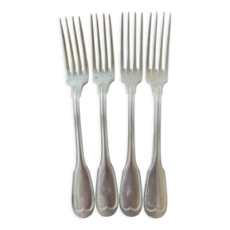 4 silver metal forks