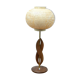 Teak brass and rattan table lamp