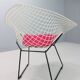 Chaise Diamond de Harry Bertoia en métal blanc et noir et assise neuve années 1960