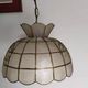 Mother-of-pearl and brass pendant light, vintage light fixture, 1950s