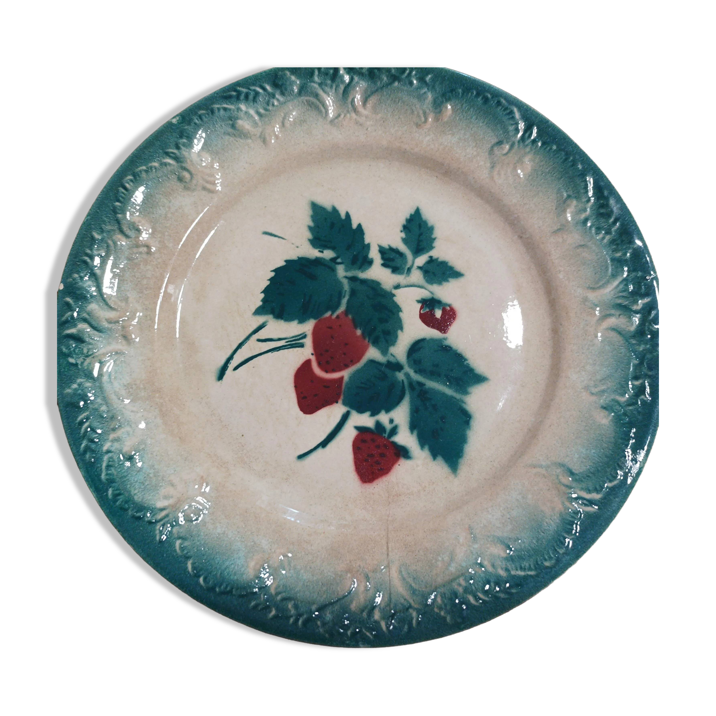 Lot de 6 anciennes assiettes dessert Faïencerie de Castres Modèle Fruits Di