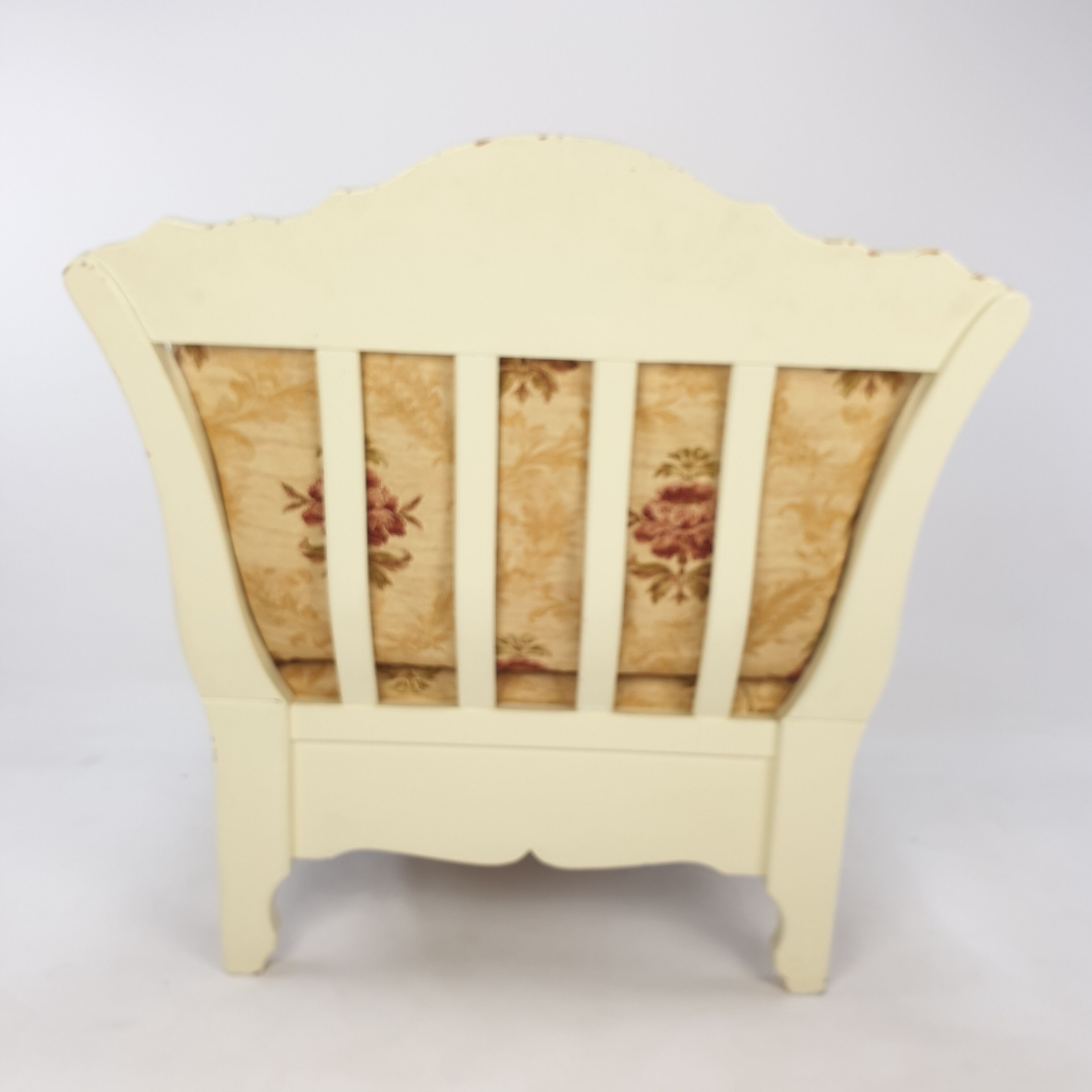 Fauteuil en bois avec des fleurs, années 80