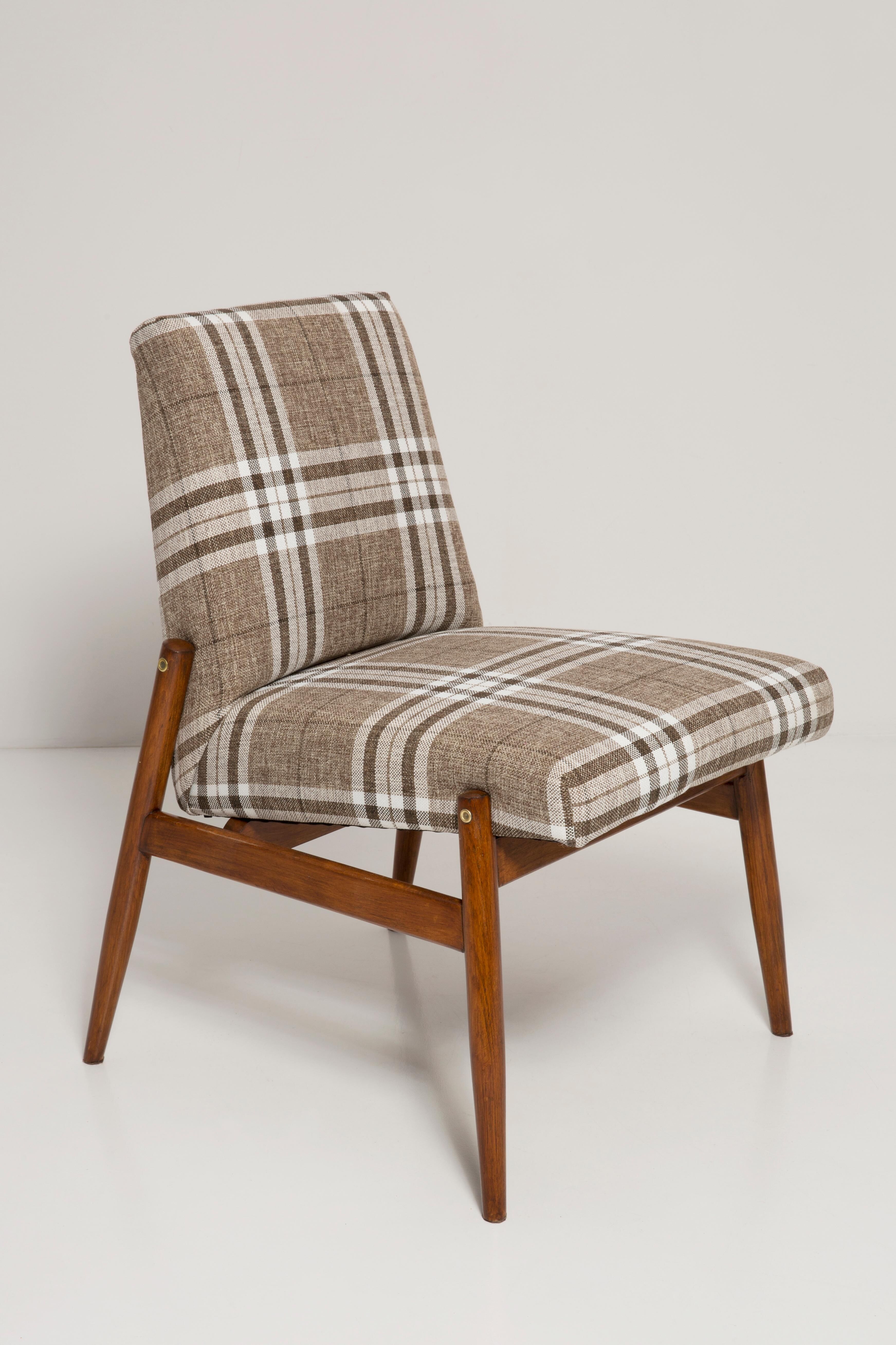 Beige checked fabric armchair, type 300-227, Europe, 1960s