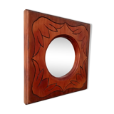 Vintage mirror in carved solid wood, 35 cm