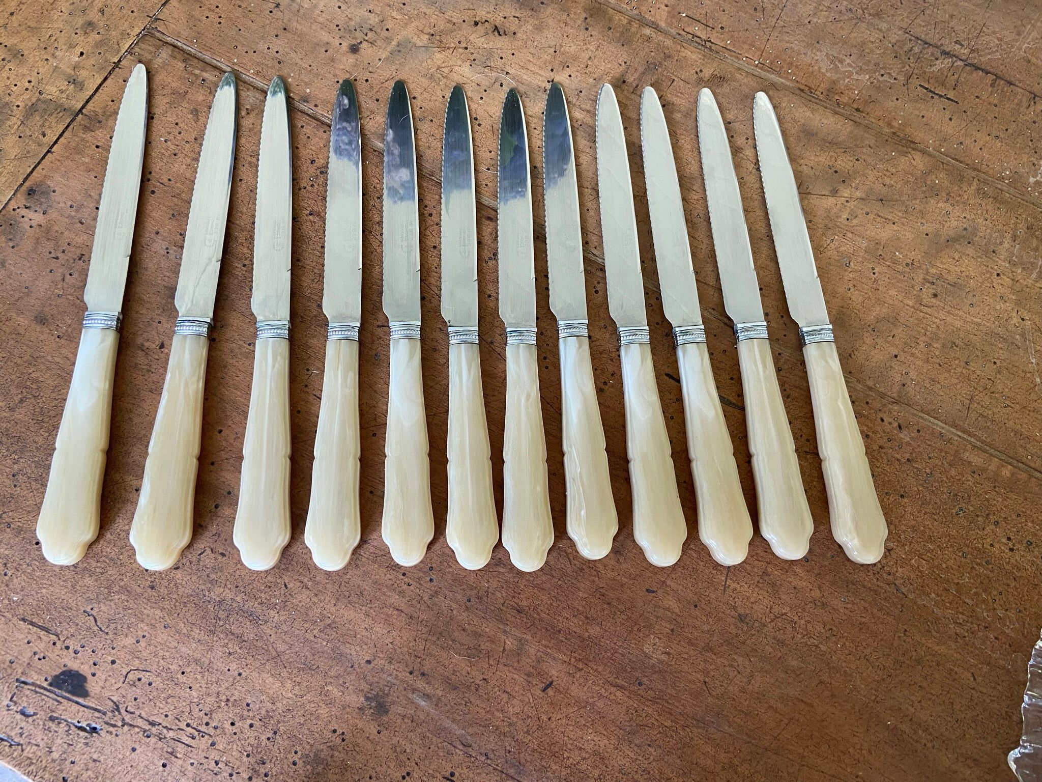 Series of 12 vintage table knives