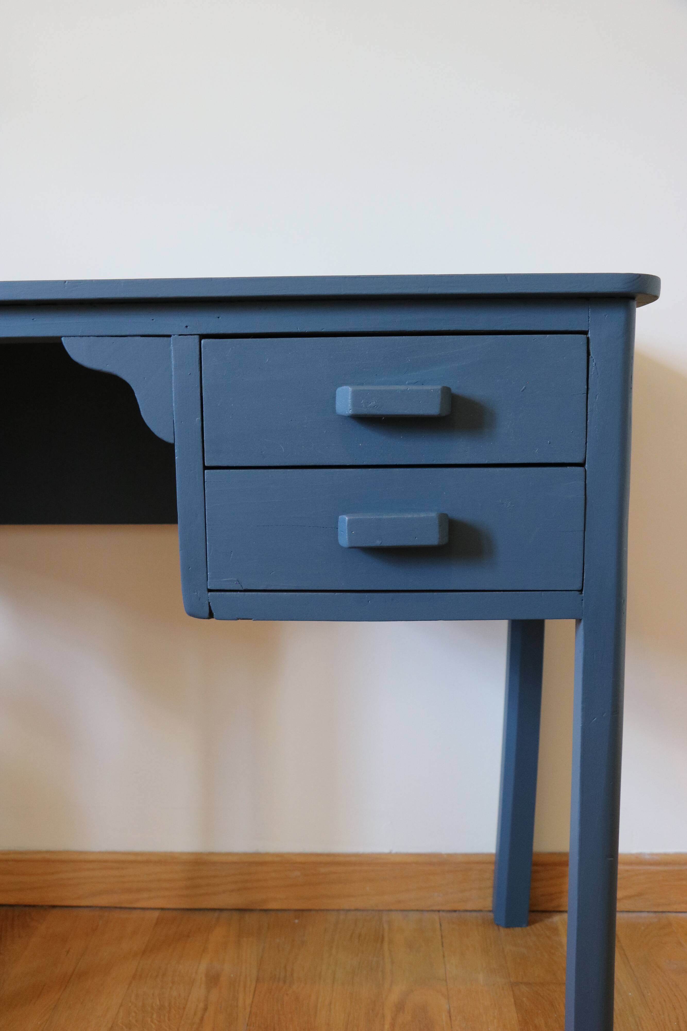Small desk or vintage dressing table, blue