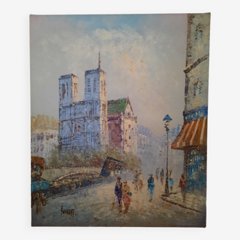Oil on canvas Parisian scene 60/50