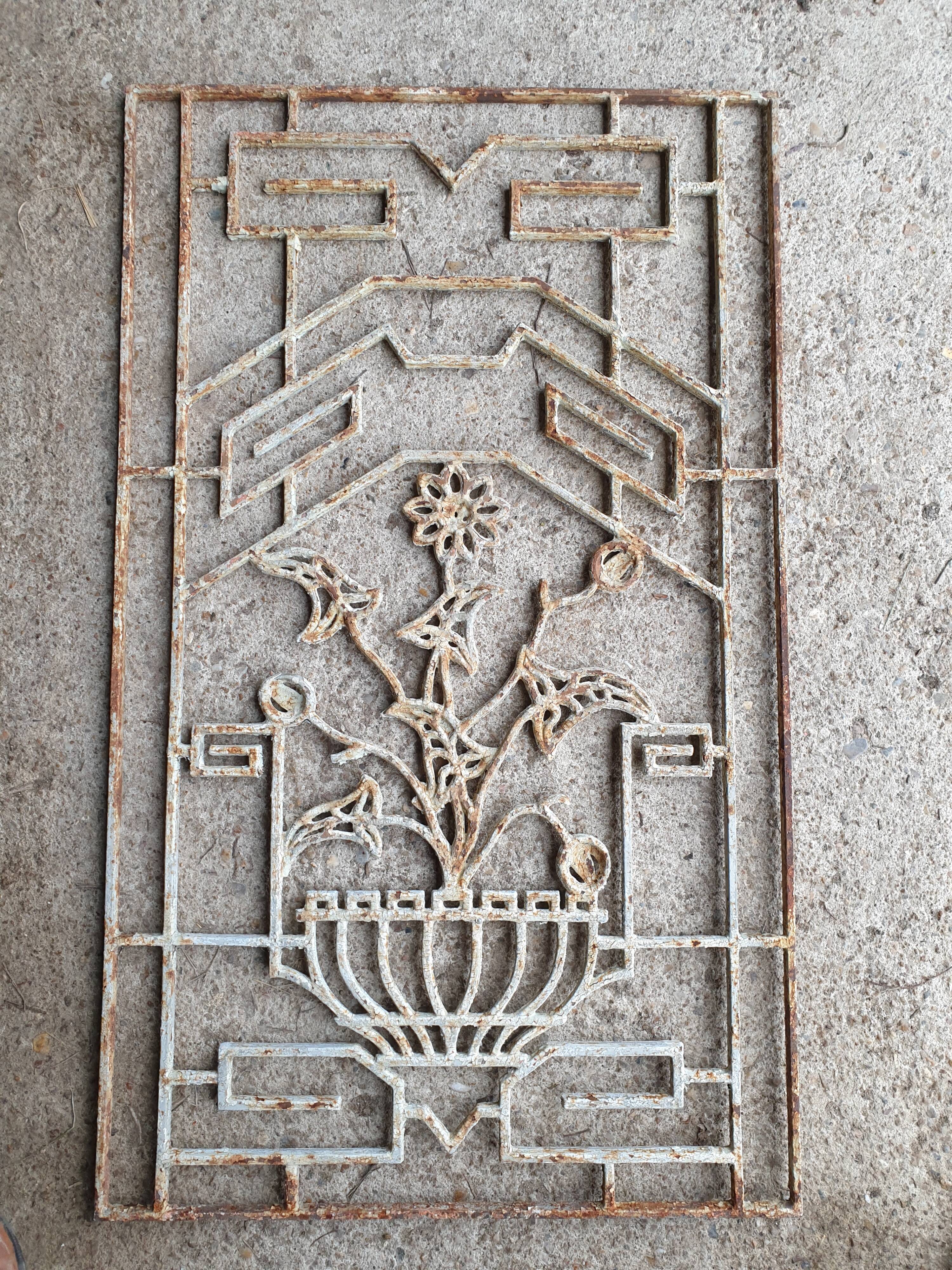Art deco cast iron door grille