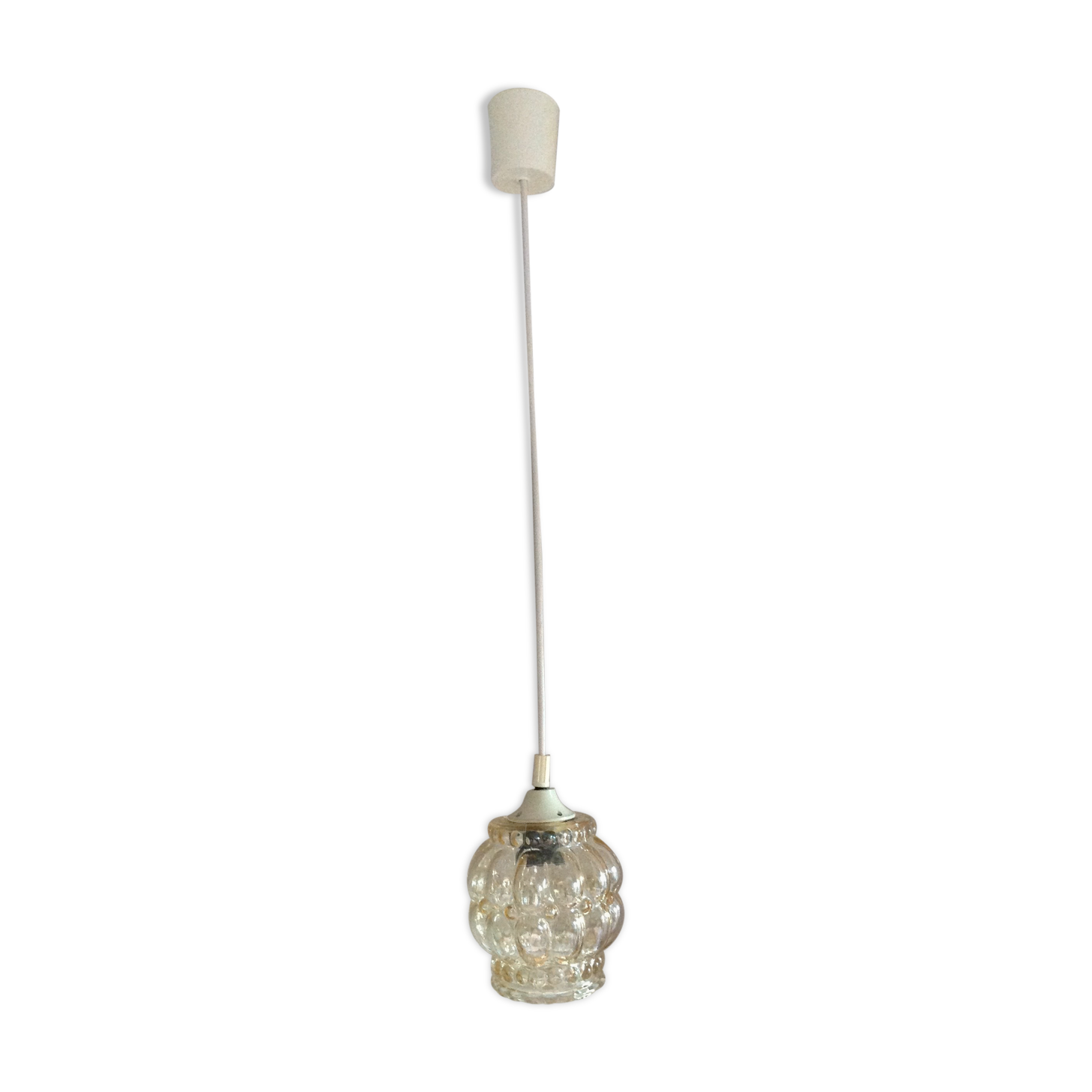 Amber bubbled glass walker / vintage 60s-70s