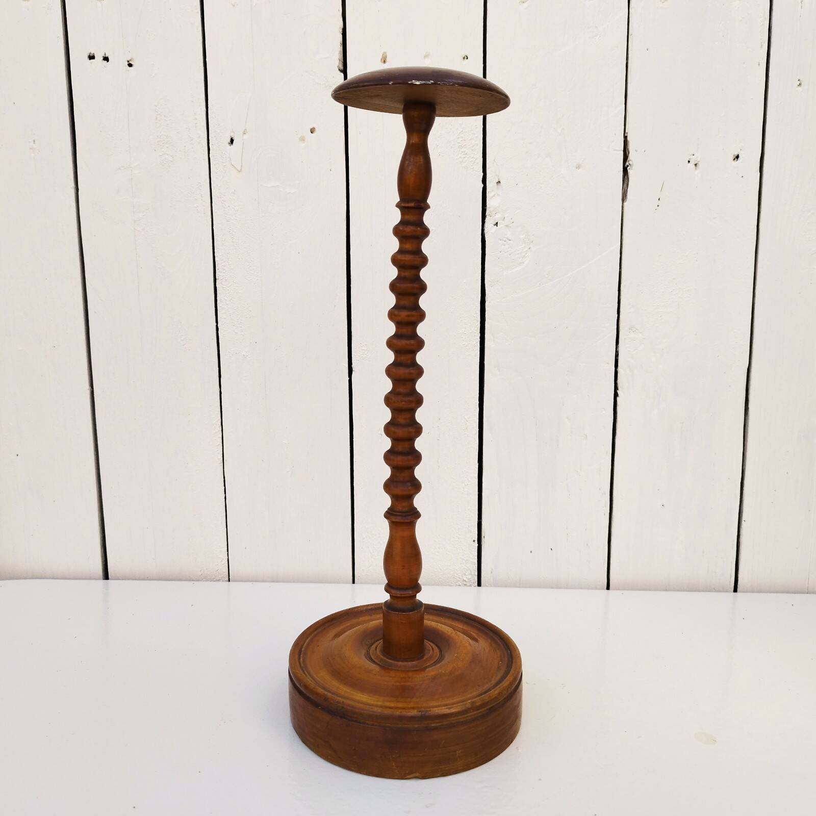Vintage turned wooden hat rack milliner