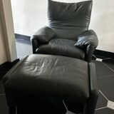 Vico magistretti, Maralunga for Cassina, in Leather with Footrest