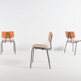 Set of 3 Danish school chairs from the 1960s