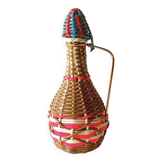 Vintage multicolored scoubidou bottle