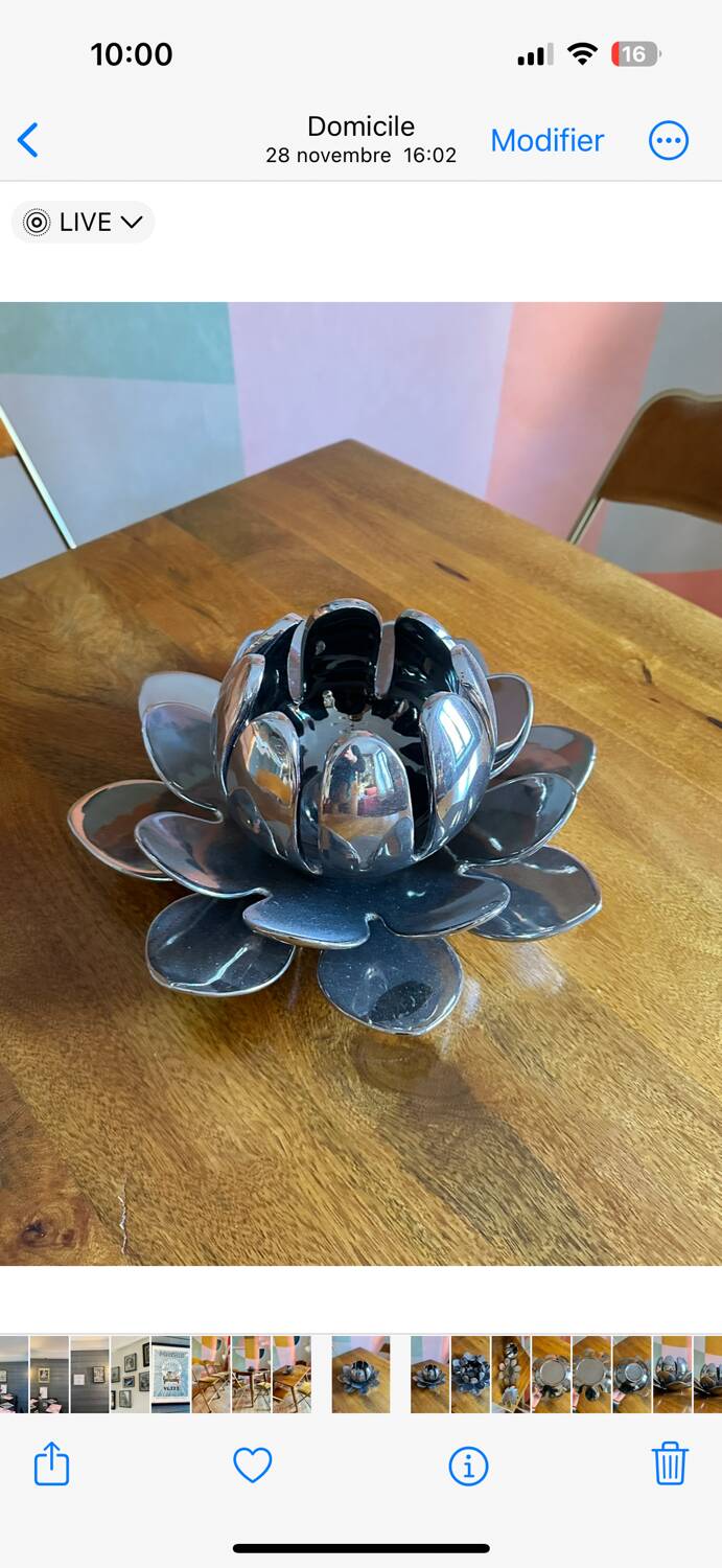 Vintage water lilies 3 silver ceramic dishes