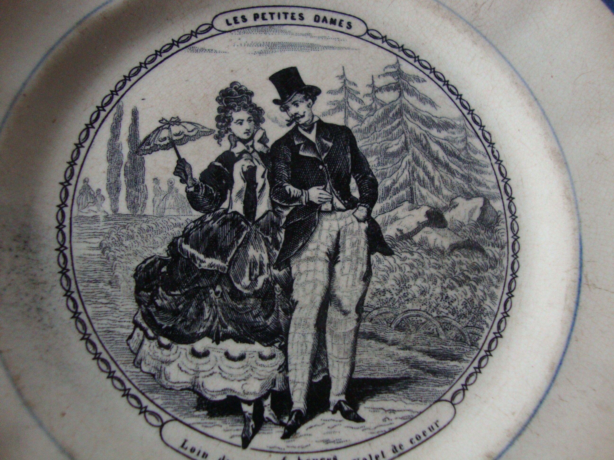 Old dessert plate "Les petites dames"