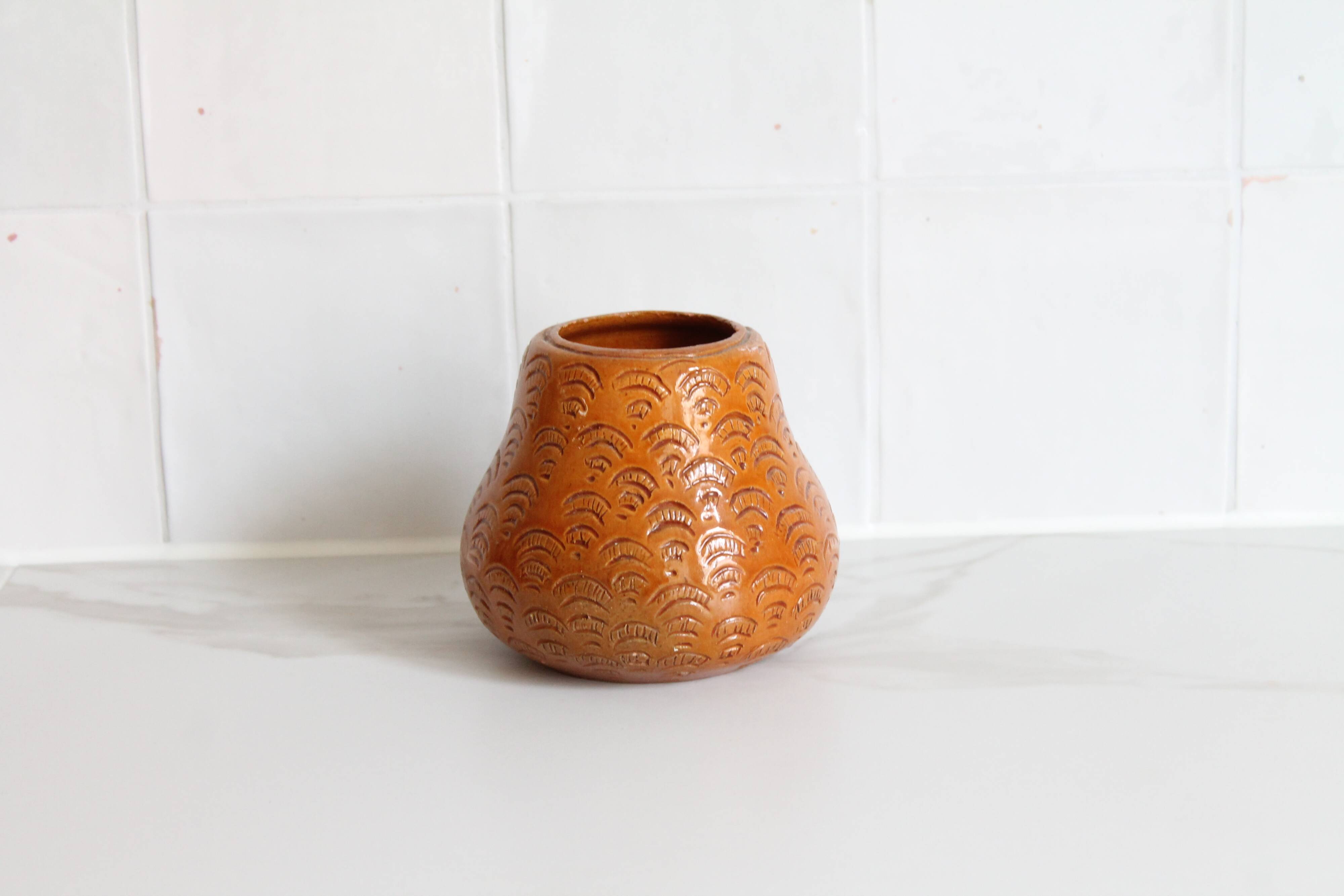 Ancient Albi pottery in glazed terracotta, ceramic vase.