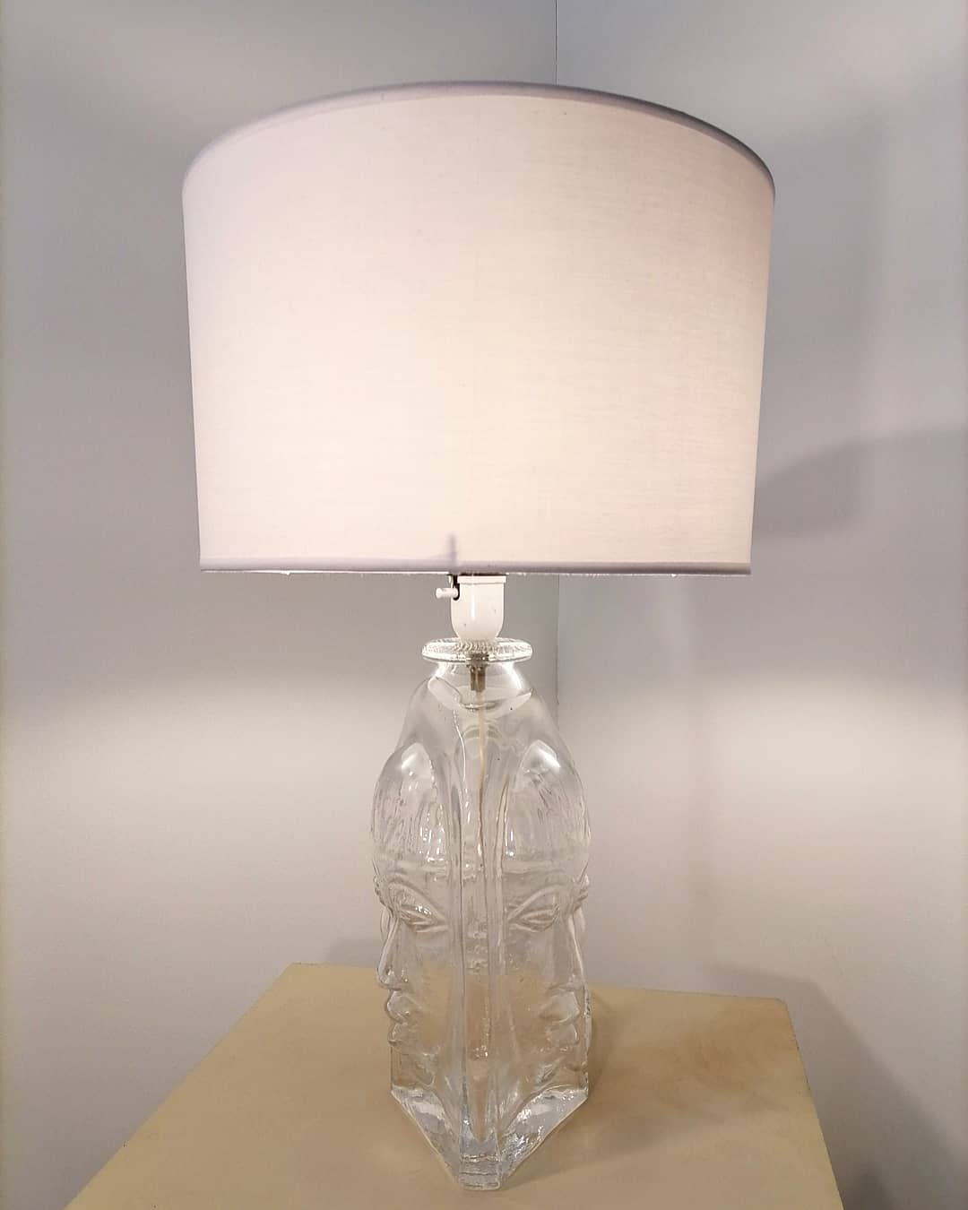 3 face molded glass lamp Sweden 1960