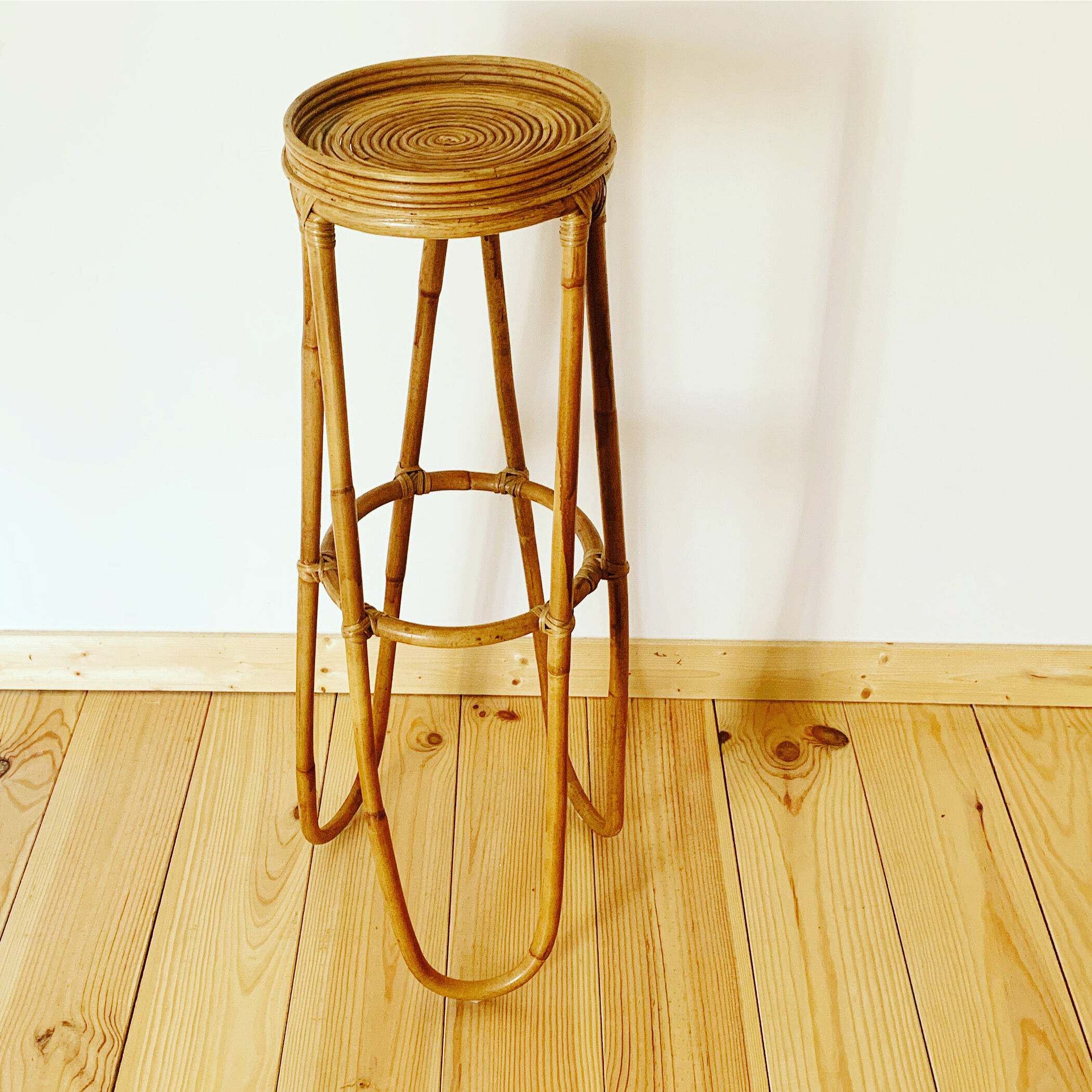 Vintage rattan plant holder