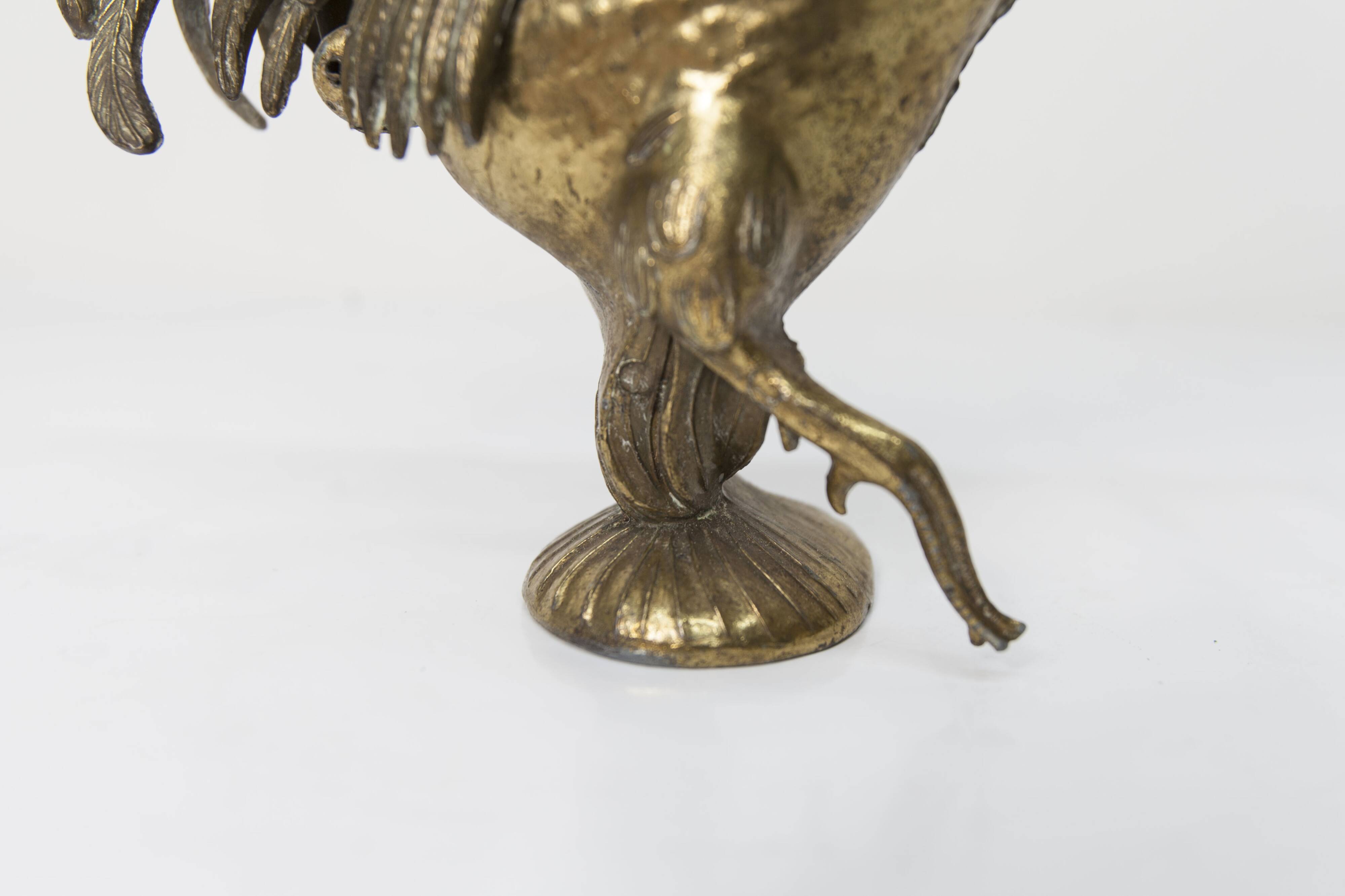 1960 rooster ashtray in spelter signed FC