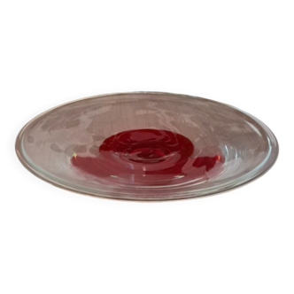Plat à fruit en verre soufflé années 70