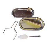 Set of 2 old metal butter dishes