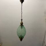 Suspension lumineuse en verre de Murano vert
