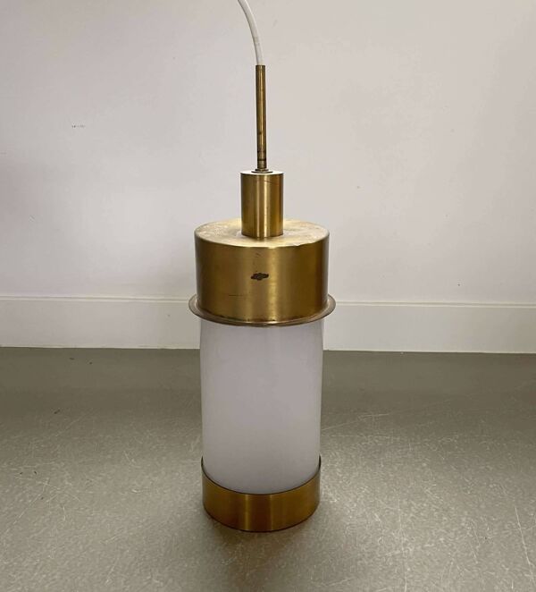 Suspension design vintage, abat-jour plissé, 1960