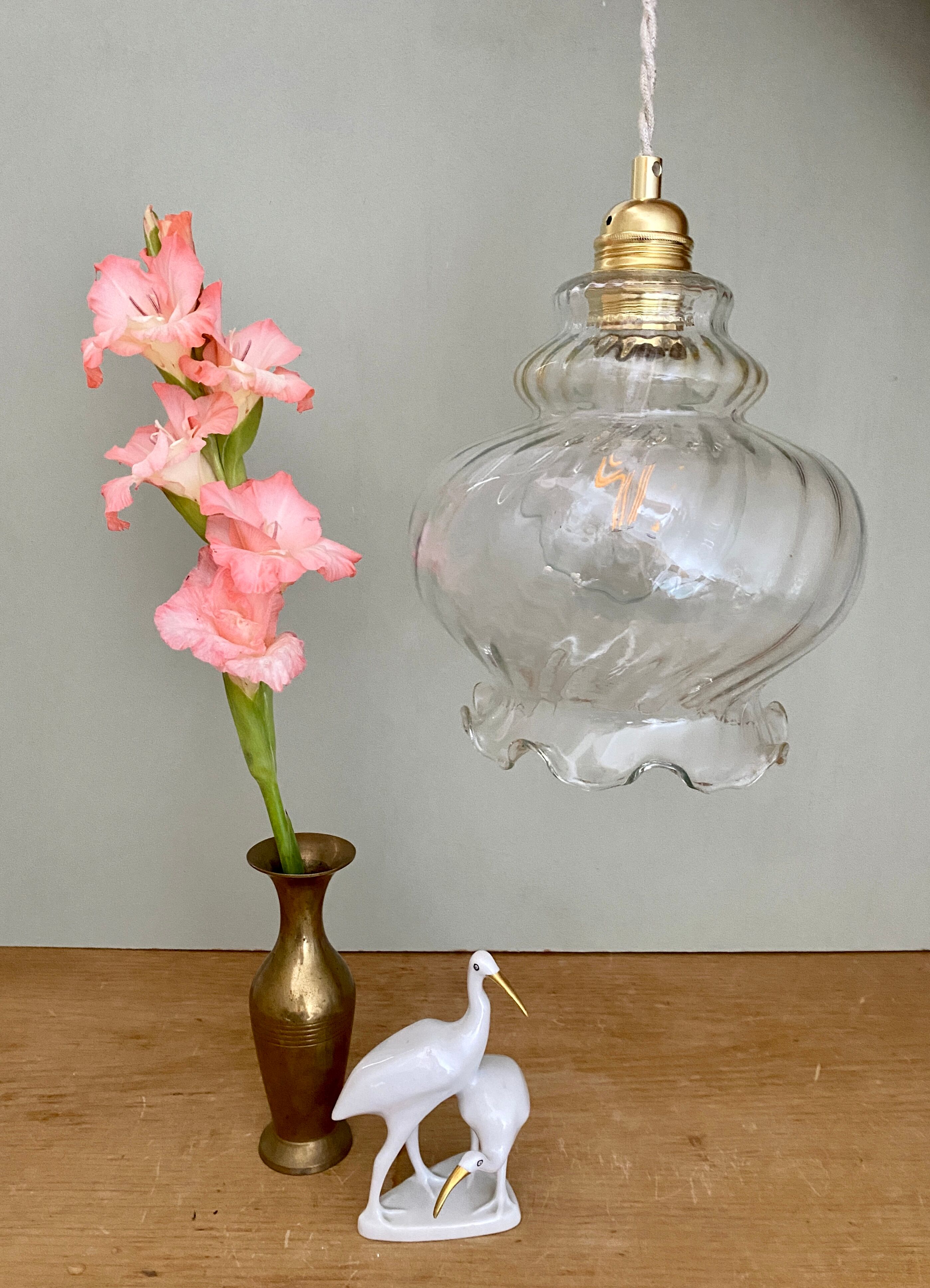 Vintage glass globe pendant lamp