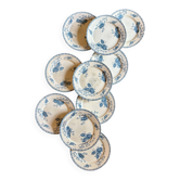 Lot de 10 assiettes plates anciennes en terre de fer, Royat de Sarreguemine