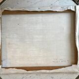 Oil painting on canvas winter landscape and lake signed vintage