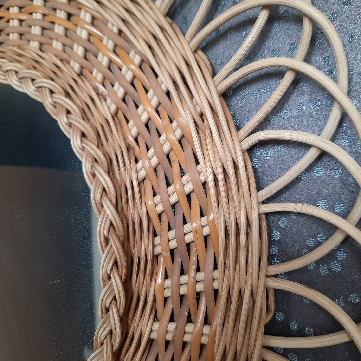70s rattan sun mirror