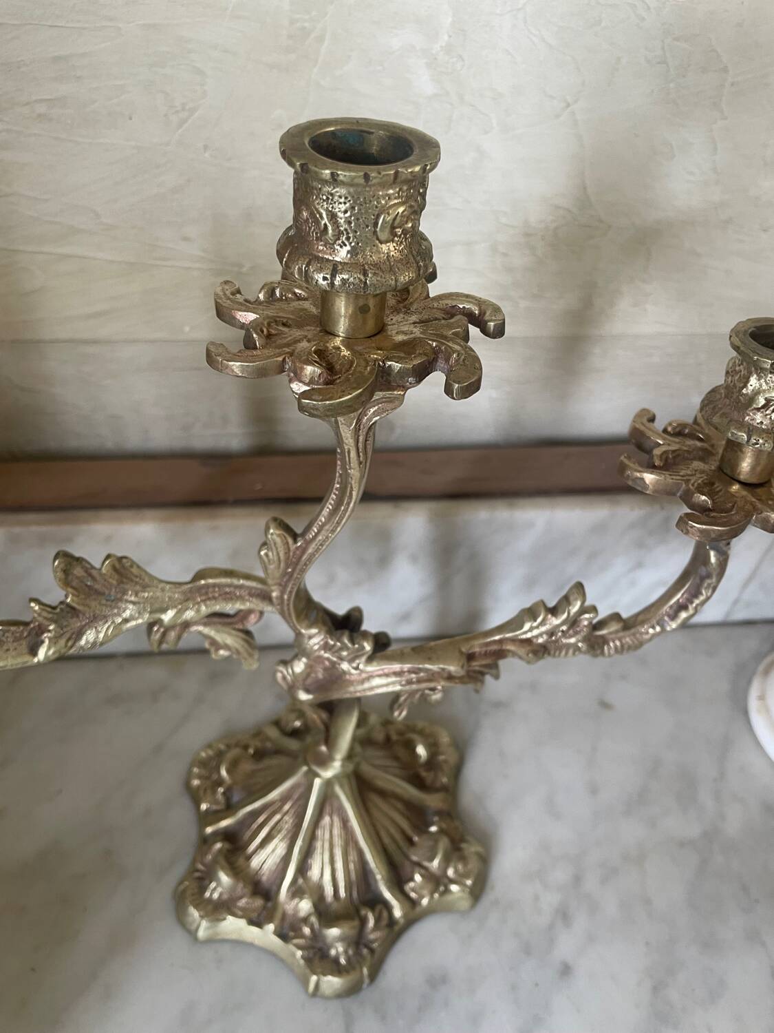 Old gilded bronze candlestick