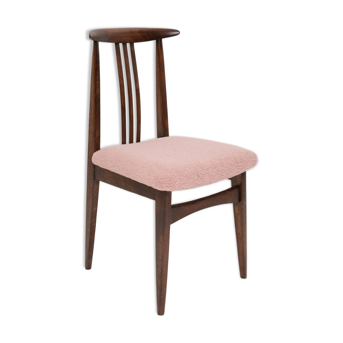Blush Pink Bouclé Chair, Mid-Century Modern, designed by Mr. Zielinski, Europe, 1960s