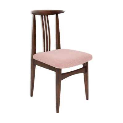 Chaise Bouclé Rose Blush Moderne du Milieu du Siècle, conçue par M. Zielinski, Europe, années 1960