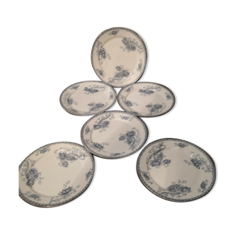 Series of 6 flat plates earthenware Sarreguemines model Royat