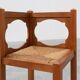 Art Deco Oak Corner Chair with Cut‑Out Backrest and Rush Seat, Belgium, cir