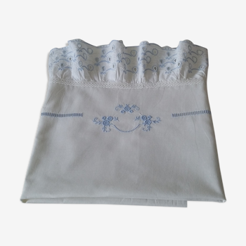 Blue embroidered old sheet for baby