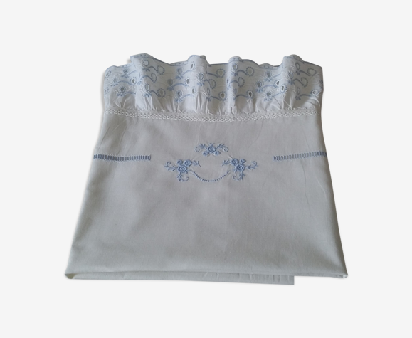Drap Ancien Brode Bleu Pour Bebe Selency Drap Ancien Brode Bleu Pour Bebe Selency