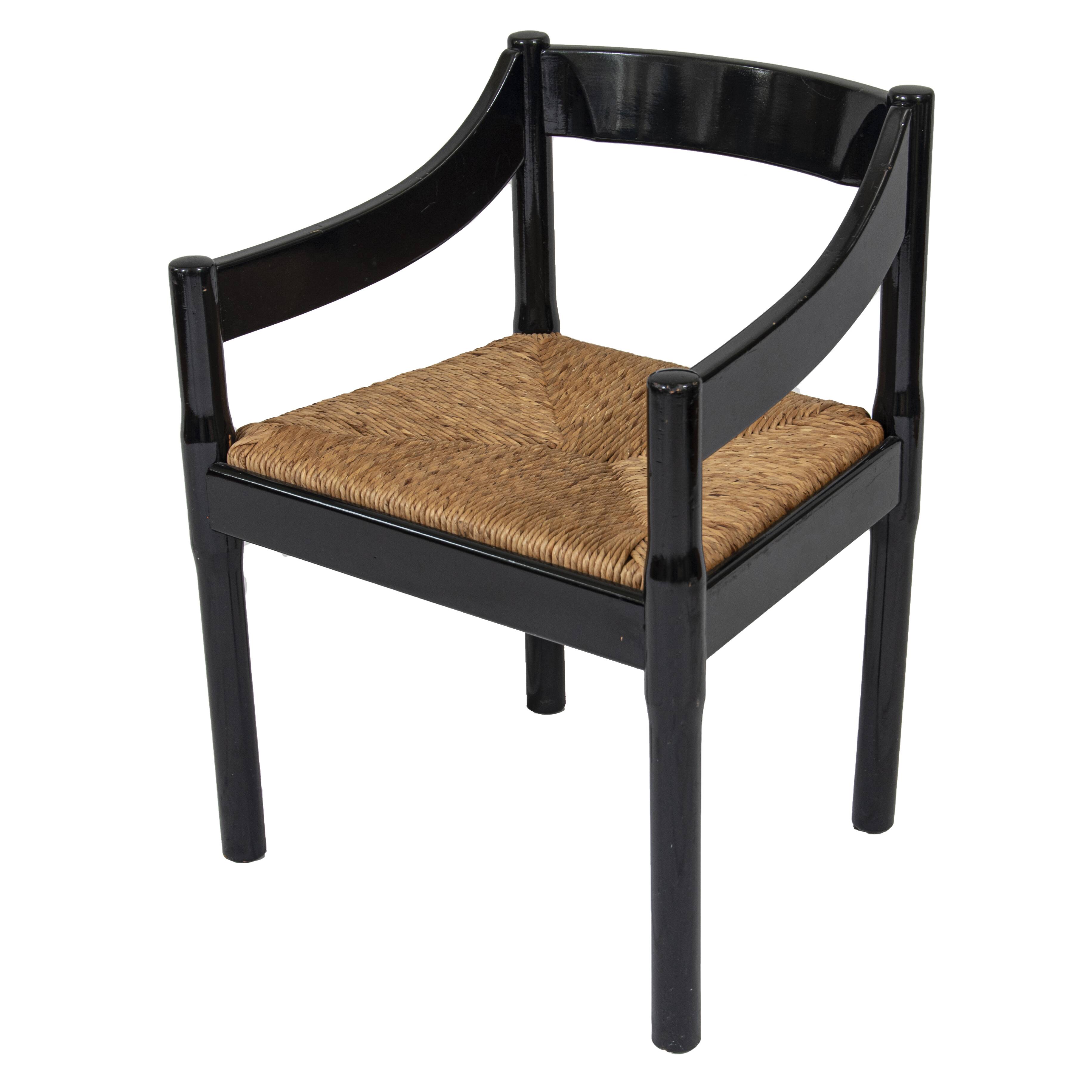 Set of 4 vintage Carimate armchairs by Vico Magistretti for Cassina, Italy 1960s