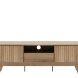 Mid-Century Modern Sideboard with Waveform Panel for TVs up to 50 Inch, Storage Sideboard